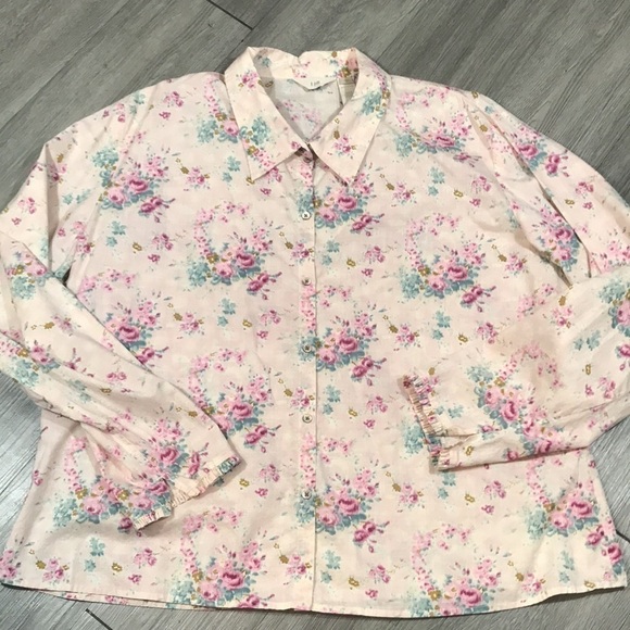 J.Jill Floral Long Sleeve Button Front 100% Cotton Shirt size XLT - Picture 3 of 8